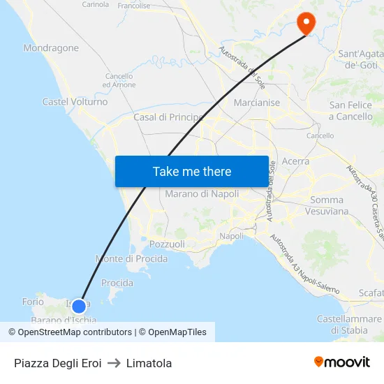 Piazza Degli Eroi to Limatola map