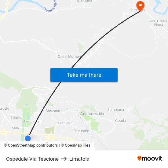 Ospedale-Via Tescione to Limatola map