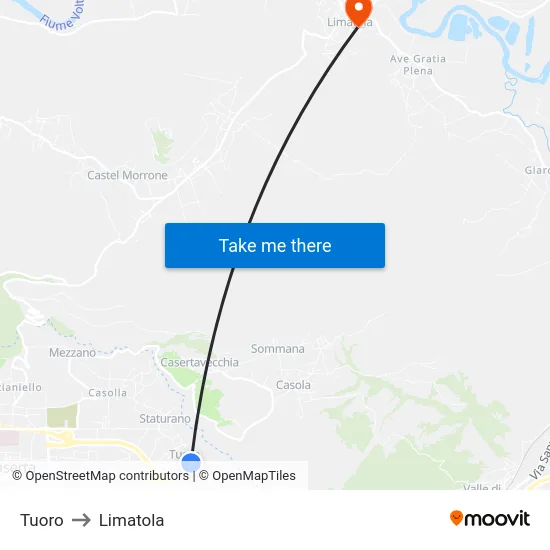 Tuoro to Limatola map
