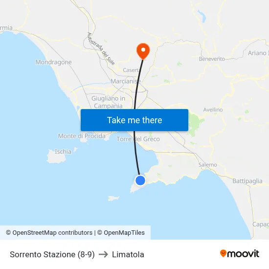 Sorrento Stazione (8-9) to Limatola map