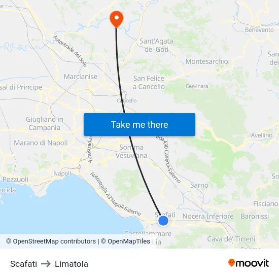 Scafati to Limatola map