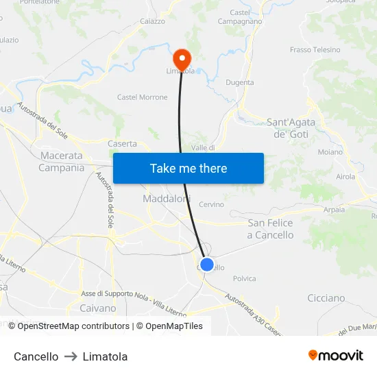 Cancello to Limatola map