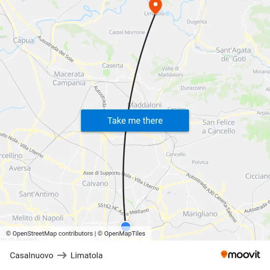 Casalnuovo to Limatola map