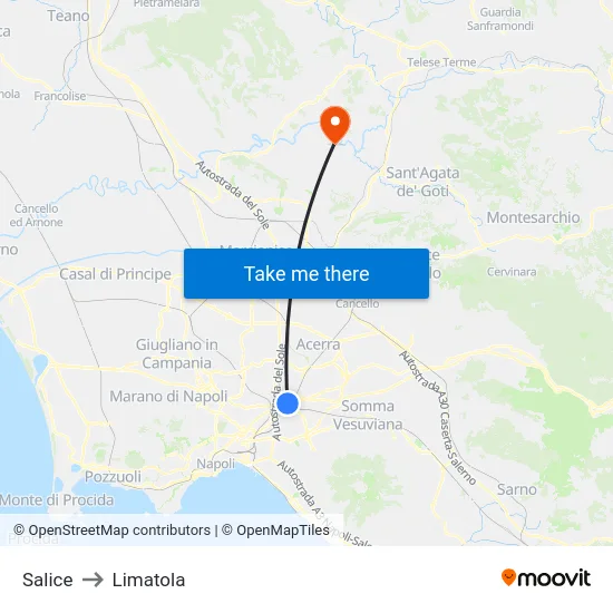 Salice to Limatola map