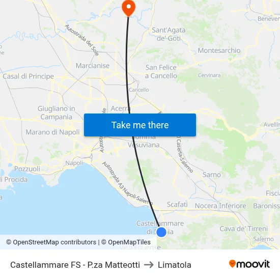 Castellammare FS - P.za Matteotti to Limatola map