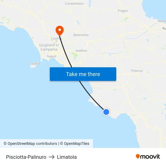 Pisciotta-Palinuro to Limatola map