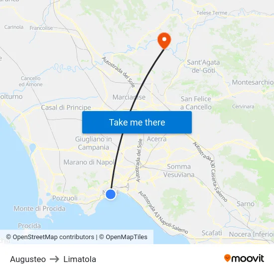 Augusteo to Limatola map