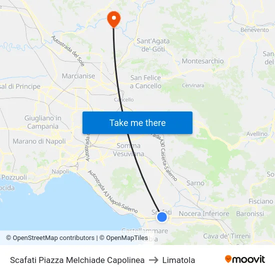 Scafati Piazza Melchiade Capolinea to Limatola map