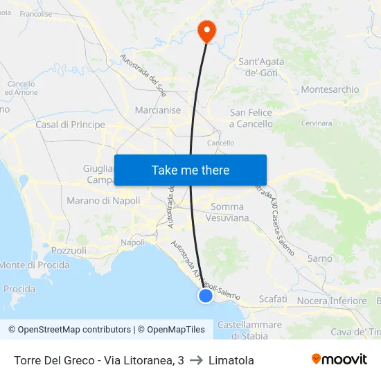Torre Del Greco - Via Litoranea, 3 to Limatola map
