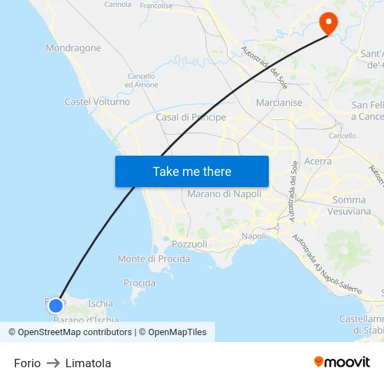 Forio to Limatola map