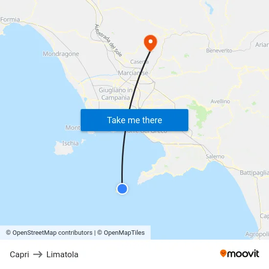 Capri to Limatola map