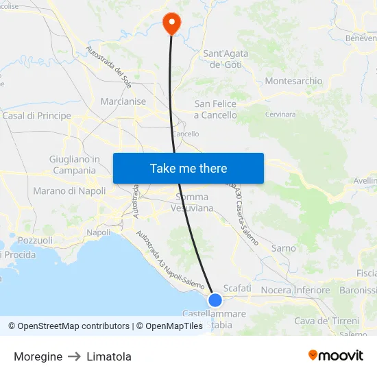 Moregine to Limatola map
