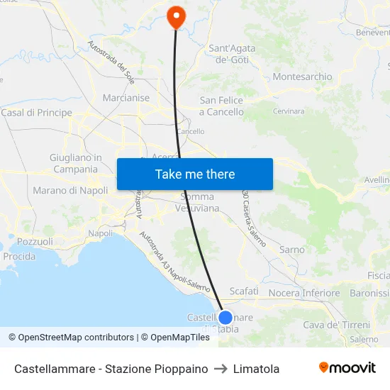 Castellammare - Stazione Pioppaino to Limatola map