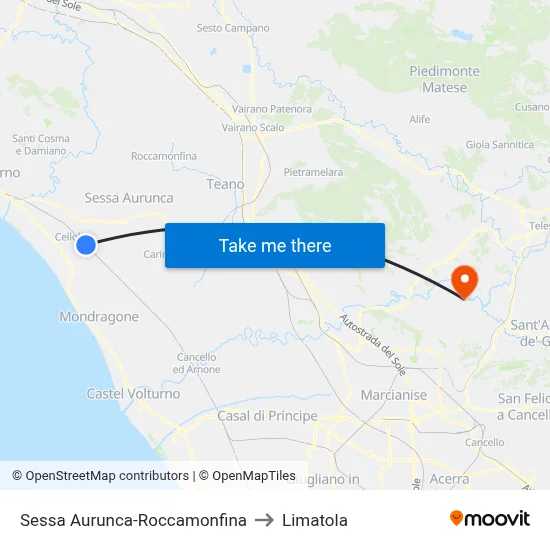 Sessa Aurunca-Roccamonfina to Limatola map