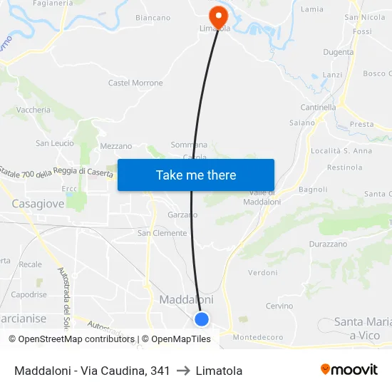 Maddaloni - Via Caudina, 341 to Limatola map