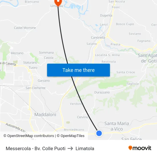 Messercola - Bv. Colle Puoti to Limatola map