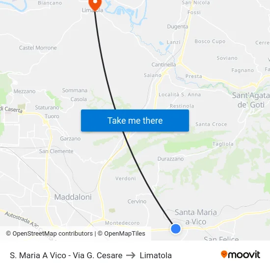 S. Maria A Vico - Via G. Cesare to Limatola map