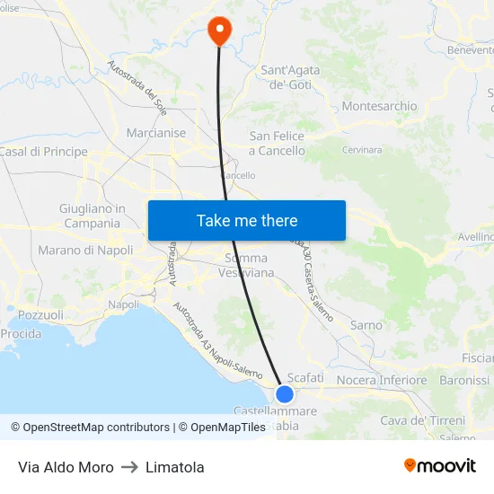 Via Aldo Moro to Limatola map