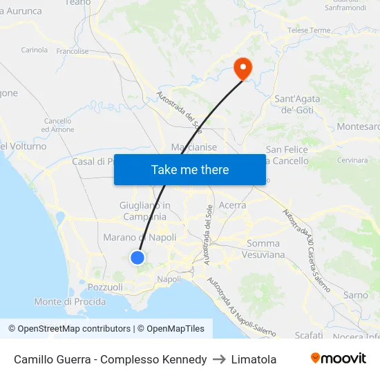 Camillo Guerra - Complesso Kennedy to Limatola map