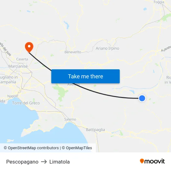 Pescopagano to Limatola map