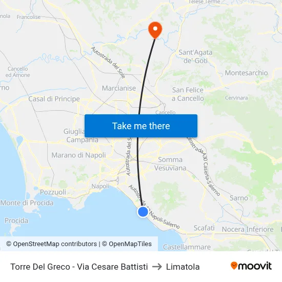 Torre Del Greco - Cesare Battisti Street to Limatola map