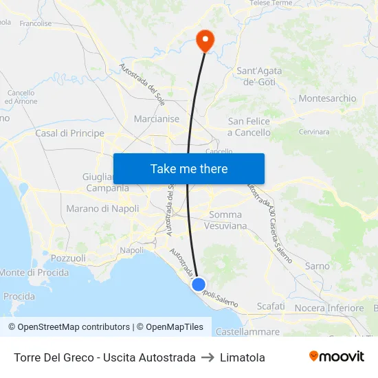 Torre Del Greco - Uscita Autostrada to Limatola map