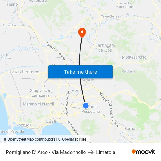 Pomigliano D'Arco - Madonnelle Street to Limatola map