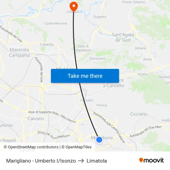 Marigliano - Umberto I/Isonzo to Limatola map