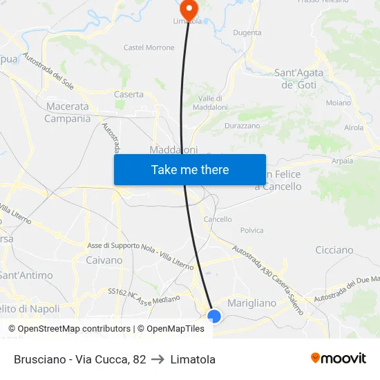 Brusciano - Via Cucca, 82 to Limatola map
