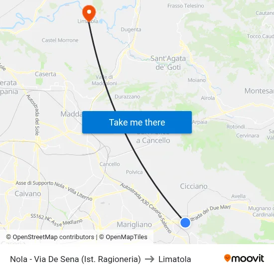 Nola - Via De Sena (Ist. Ragioneria) to Limatola map