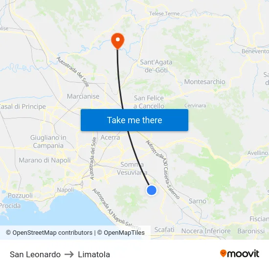 San Leonardo to Limatola map