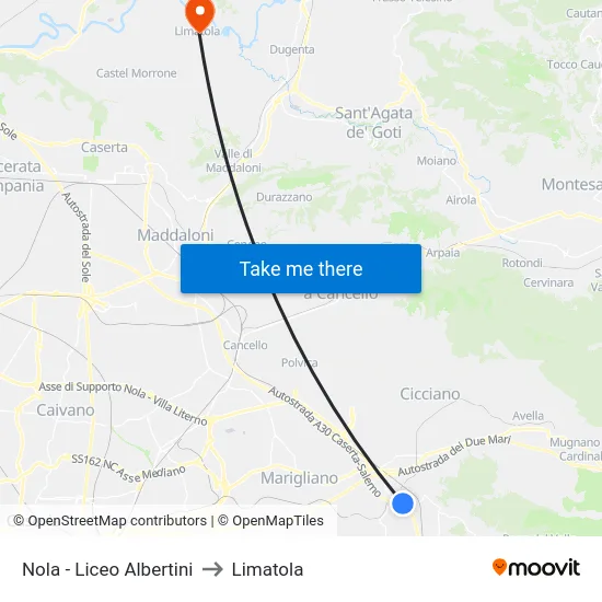 Nola - Liceo Albertini to Limatola map