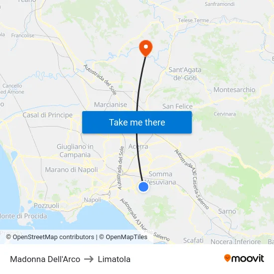 Madonna Dell'Arco to Limatola map