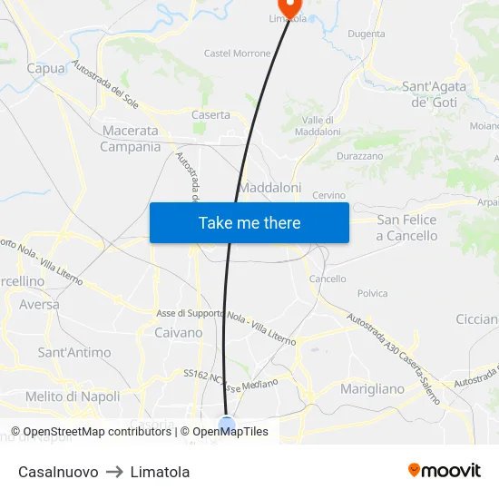 Casalnuovo to Limatola map
