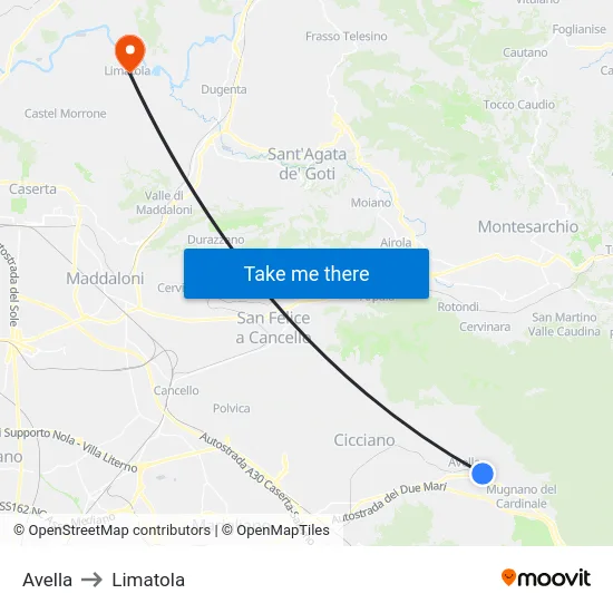 Avella to Limatola map