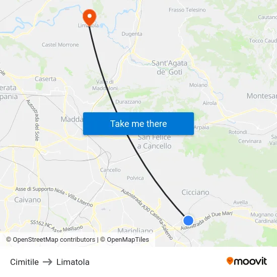 Cimitile to Limatola map