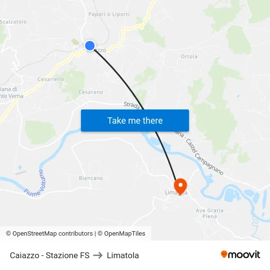 Caiazzo - Stazione FS to Limatola map