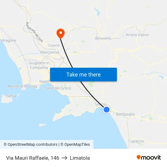 Via Mauri Raffaele, 146 to Limatola map