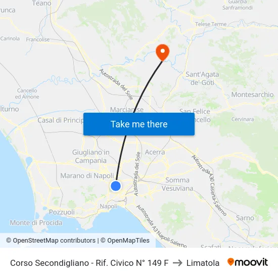 Corso Secondigliano - Rif. Civico N° 149 F to Limatola map