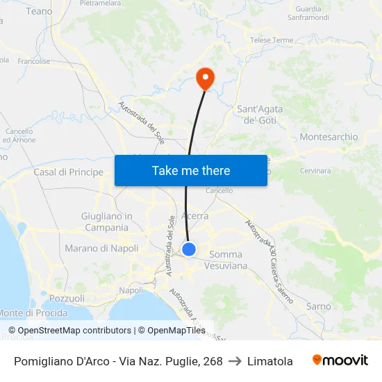 Pomigliano D'Arco - Via Naz. Puglie, 268 to Limatola map