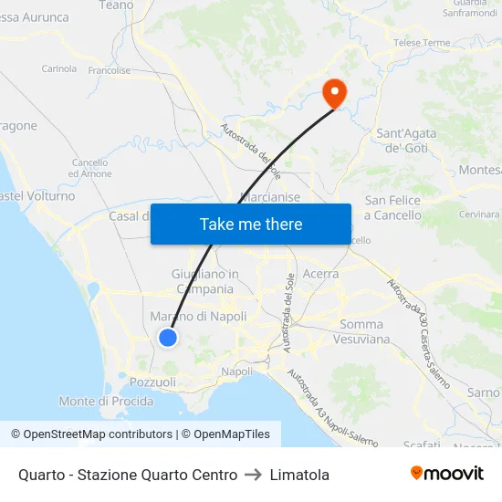 Quarto - Stazione Quarto Centro to Limatola map