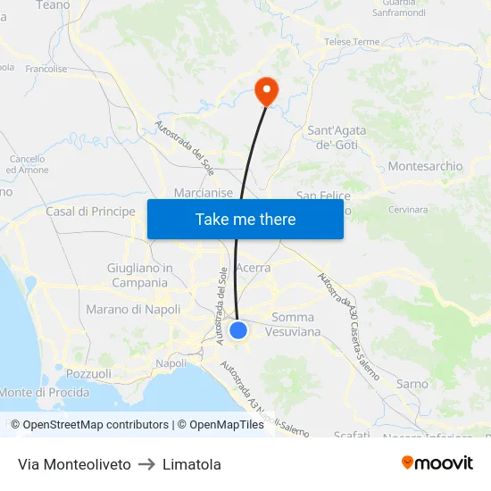 Via Monteoliveto to Limatola map
