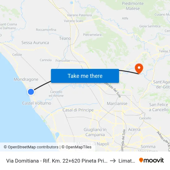 Via Domitiana - Ref. Km 22+620 Pineta Prisconte to Limatola map
