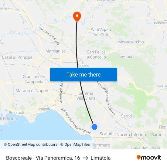 Boscoreale - Via Panoramica, 16 to Limatola map