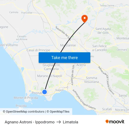 Agnano Astroni - Ippodromo to Limatola map