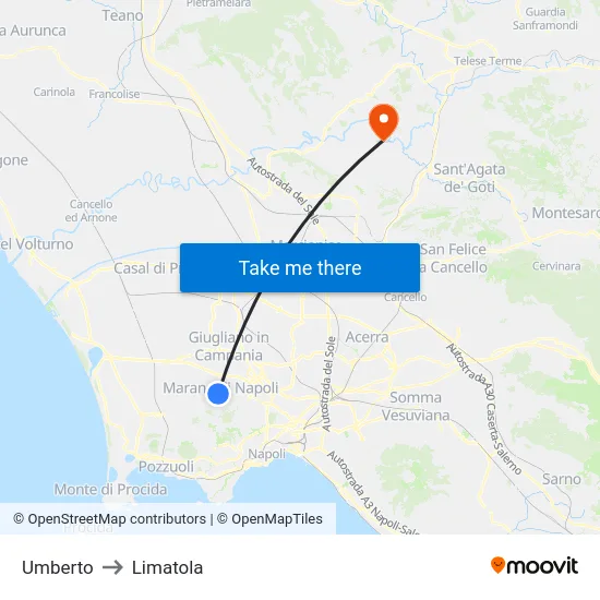 Umberto to Limatola map