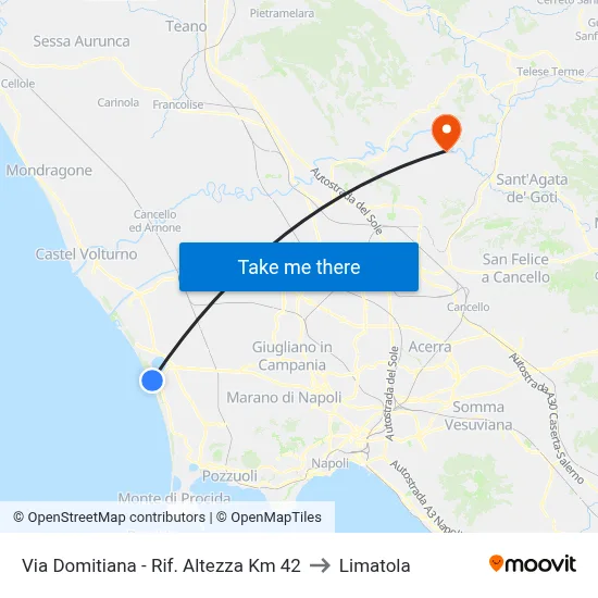 Via Domitiana - Rif. Altezza Km 42 to Limatola map