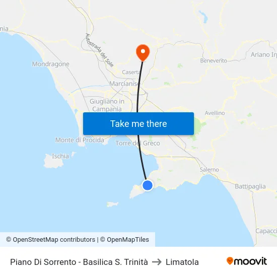 Piano Di Sorrento - Basilica S. Trinità to Limatola map