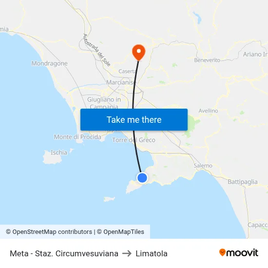 Meta - Staz. Circumvesuviana to Limatola map