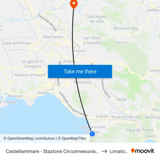 Castellammare - Stazione Circumvesuviana to Limatola map